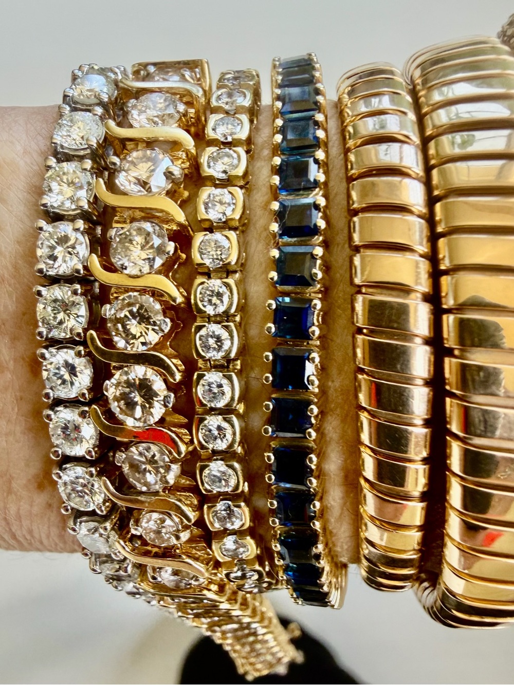14 karat gold and diamond tennis bracelets